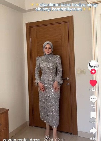 Tasarımcı Tesettür taşlı abiye