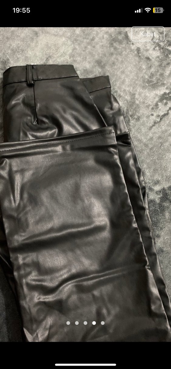 Kadın Siyah Deri pantolon - Görsel 2