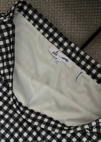 Gri Ekose Volanlı Midi Mini Etek - Görsel 2