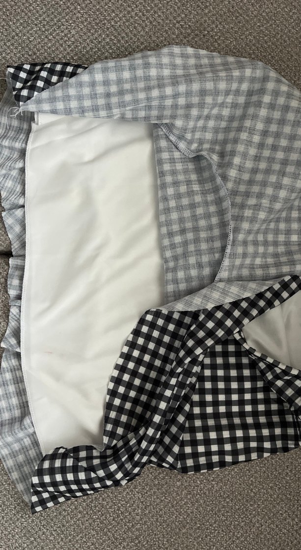 Gri Ekose Volanlı Midi Mini Etek - Görsel 3