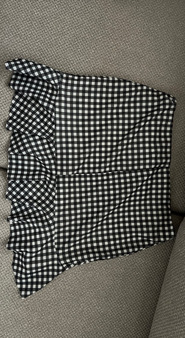 Gri Ekose Volanlı Midi Mini Etek - Görsel 4