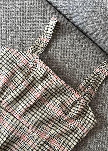 Pastel Kareli Piliseli Midi Elbise - Görsel 2