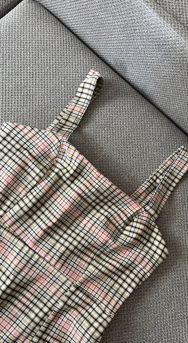 Pastel Kareli Piliseli Midi Elbise - Görsel 2