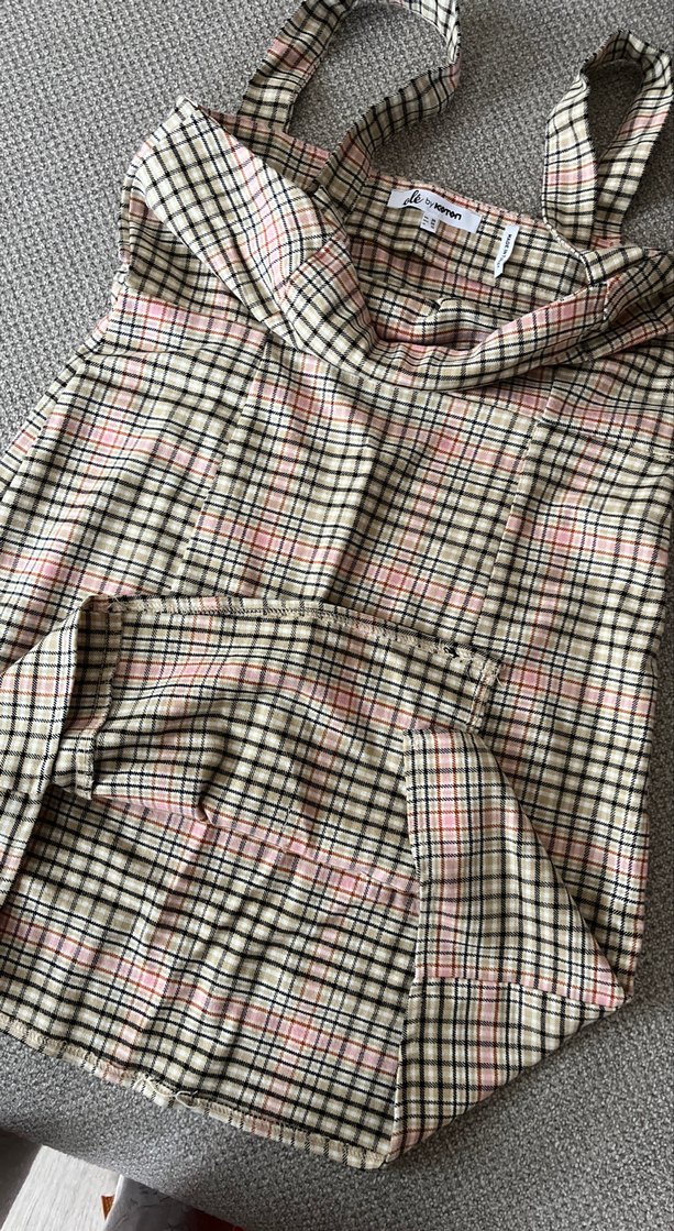 Pastel Kareli Piliseli Midi Elbise - Görsel 4