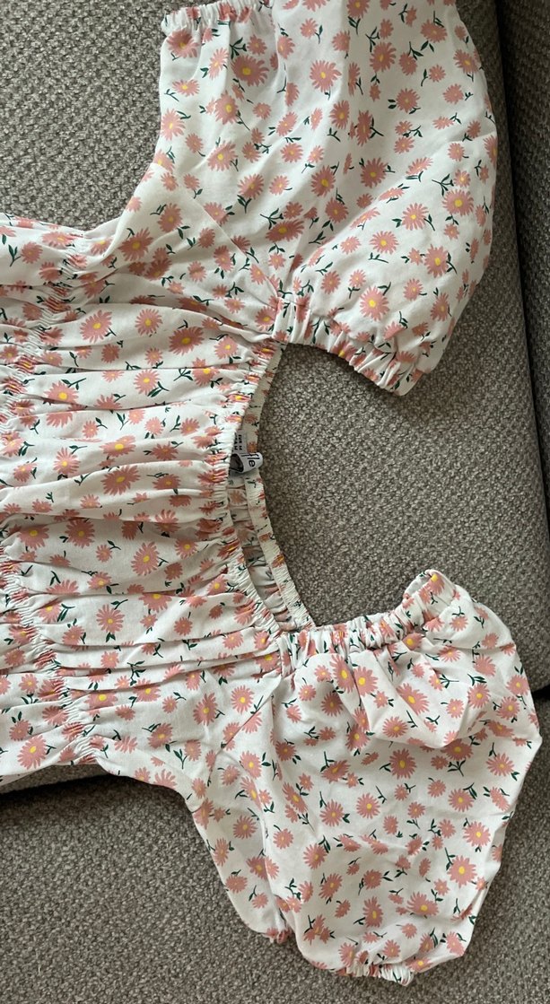 Çiçek Desenli Beyaz  Elbise - Görsel 2