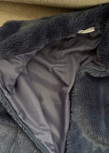 Mavi Kadın Peluş Uzun Kollu Mont - Görsel 4