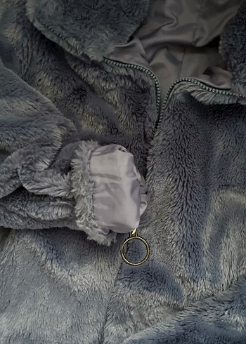 Mavi Kadın Peluş Uzun Kollu Mont - Görsel 3