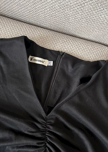 Siyah Uzun Kollu V Yakalı Elbise - Görsel 2