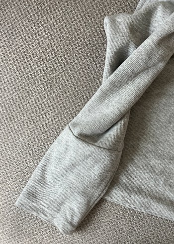 Kadın Gri Yarım Fermuarlı Sweatshirt - Görsel 3