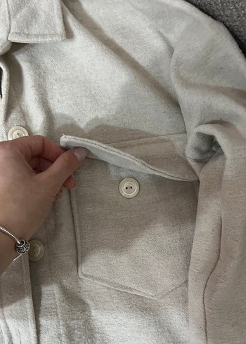 Gri Düğmeli Keten Kadın Gömlek - Görsel 3