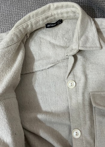 Gri Düğmeli Keten Kadın Gömlek - Görsel 4