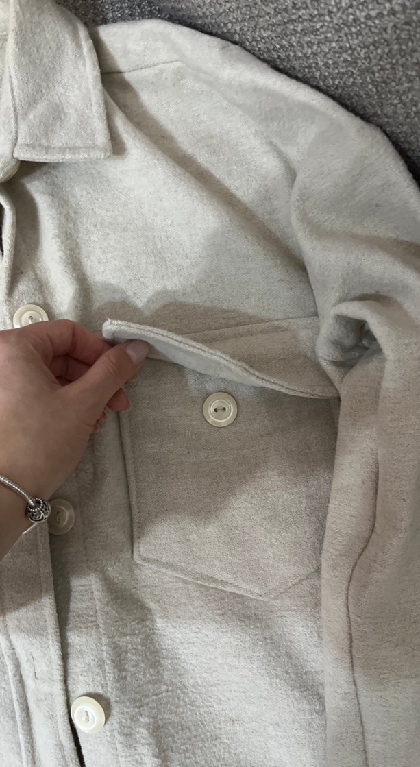 Gri Düğmeli Keten Kadın Gömlek - Görsel 3