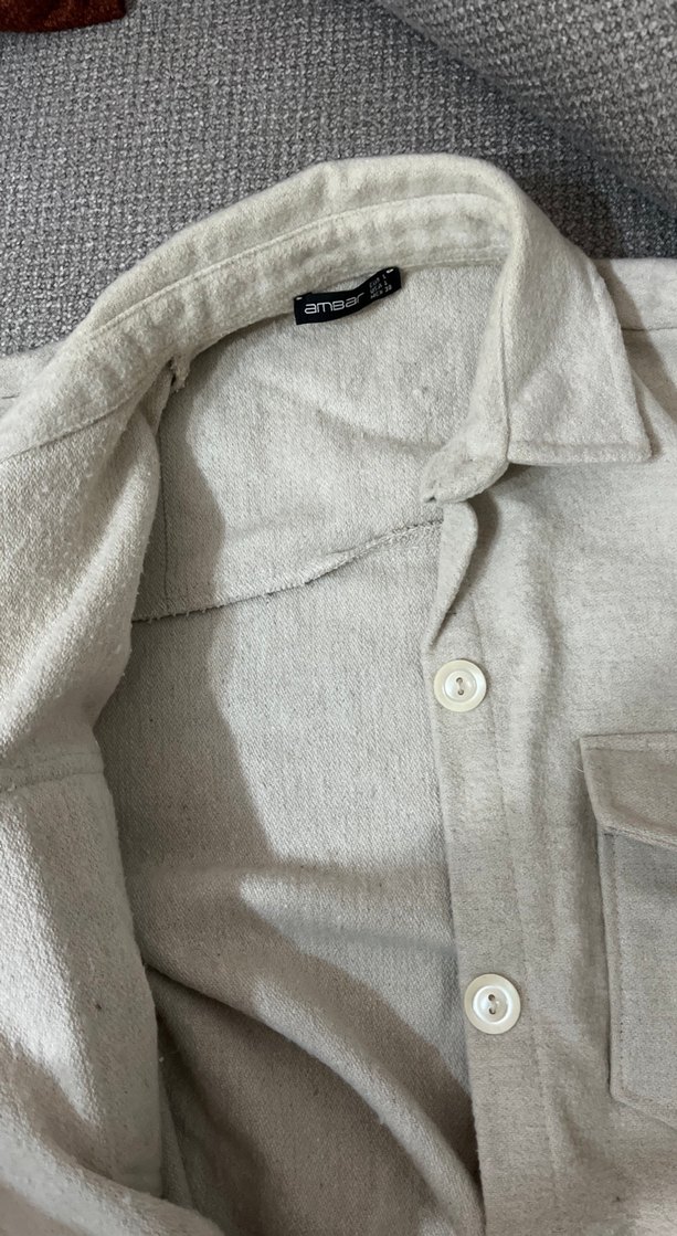 Gri Düğmeli Keten Kadın Gömlek - Görsel 4