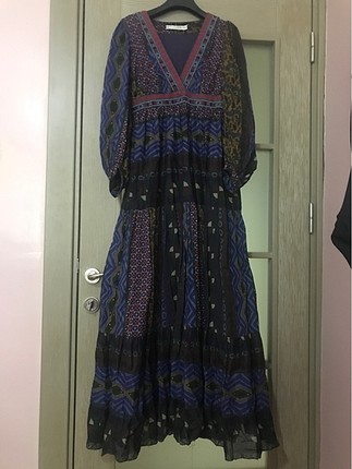 Özel yapım etnik desenli uzun elbise