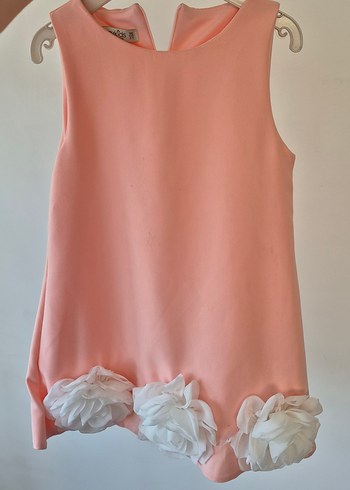 Pembe Kolsuz Kız Elbisesi, Etek Ucu Fırfırlı