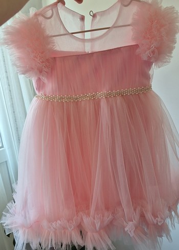 Pembe Fırfırlı Kız Çocuk Abiye Elbise