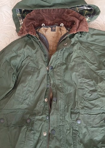 haki yeşil Erkek Çocuk Kürklü Kaban - Görsel 2