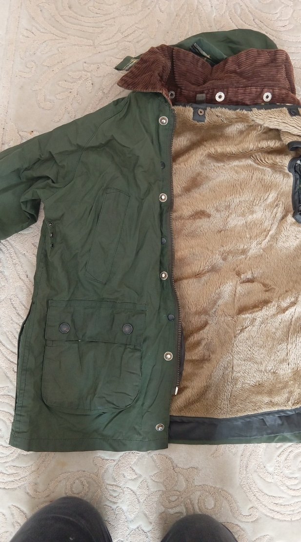 haki yeşil Erkek Çocuk Kürklü Kaban - Görsel 3