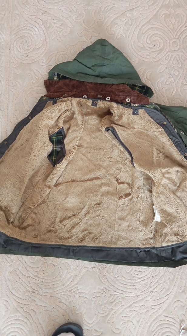 haki yeşil Erkek Çocuk Kürklü Kaban - Görsel 4