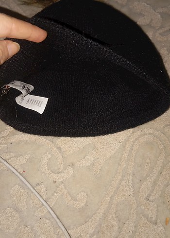 Kürk Detaylı siyah Kadın Yün Bere - Görsel 2