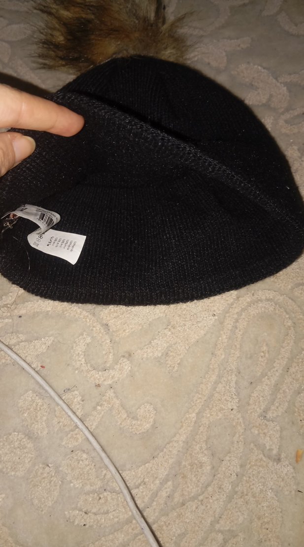 Kürk Detaylı siyah Kadın Yün Bere - Görsel 2