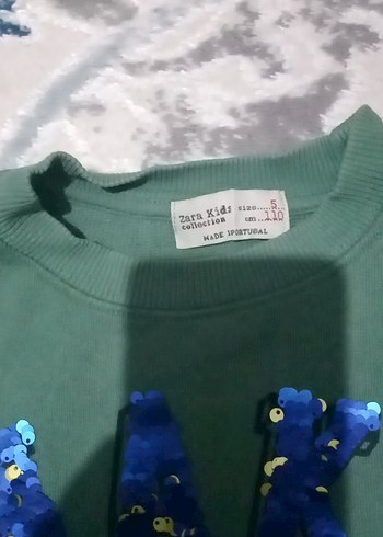 Zara Yeşil Pul İşlemeli Erkek Sweatshirt