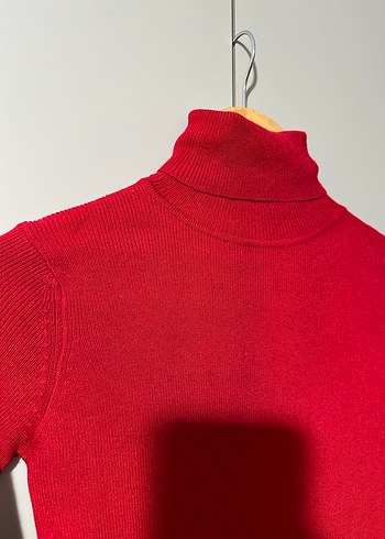 s Beden Bershka Kırmızı Kadın Balıkçı Yaka Triko Kazak