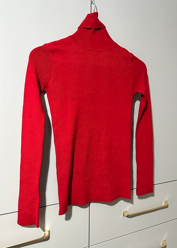 Bershka Kırmızı Kadın Balıkçı Yaka Triko Kazak