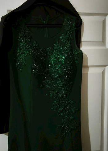 Klasik Zarafet Uzun Yeşil Abiye Elbise - Görsel 2