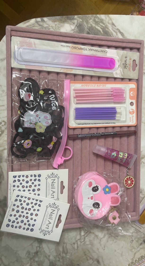 Pastel Pembe Parlak Kız Aksesuar Seti - Görsel 2