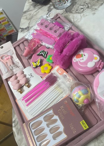 Pembe Dantel ve Baskılı Kız Aksesuar Seti - Görsel 2