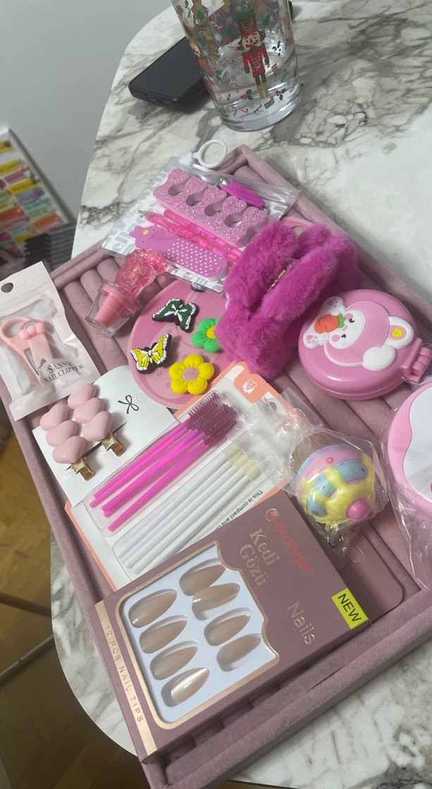 Pembe Dantel ve Baskılı Kız Aksesuar Seti - Görsel 2