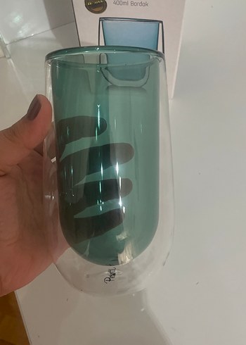 Turkuaz Renkli 400ml Çift Katmanlı Bardak