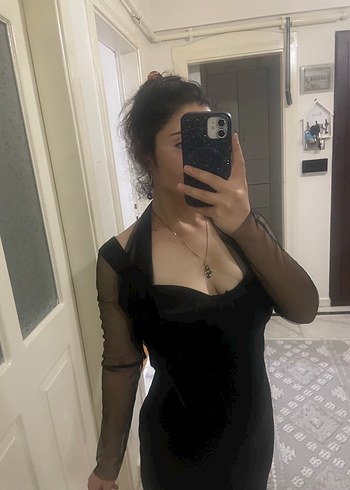 Diğer Şeffaf Kollu Siyah Midi Gotik Elbise