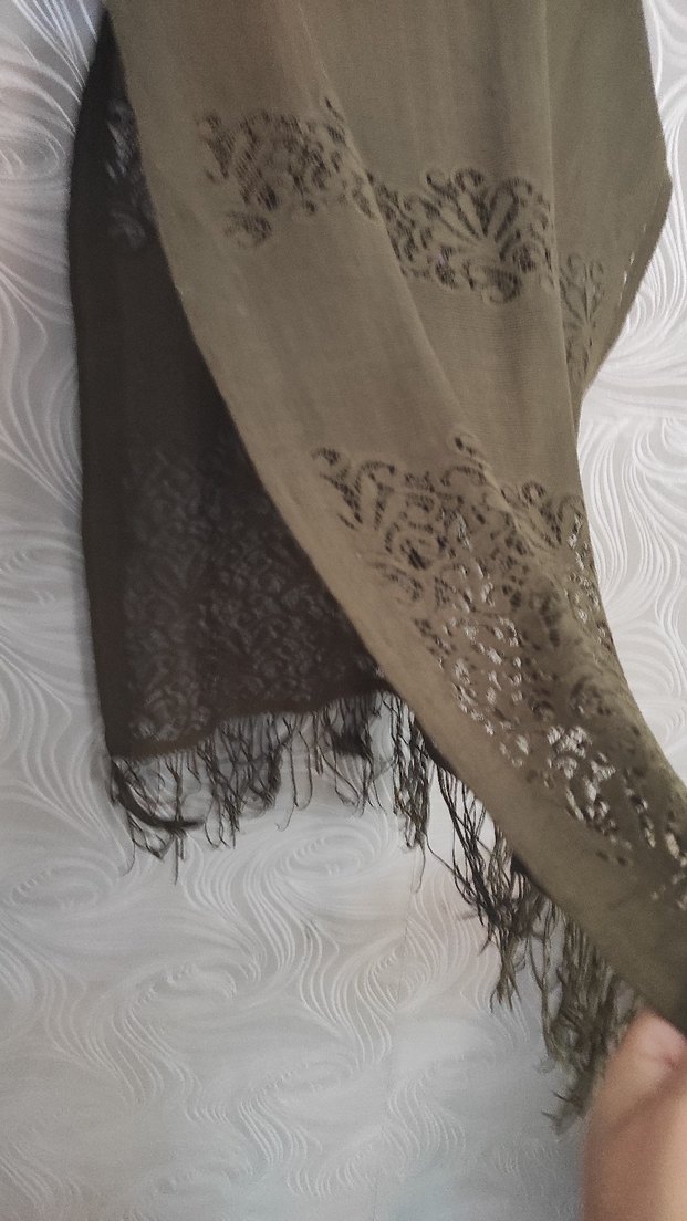 Drapeli Bohem Gri Kahverengi Kadın Şal - Görsel 5