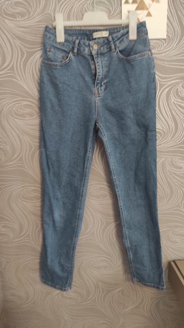 Düz Mavi Denim Kadın Pantolon - Görsel 2