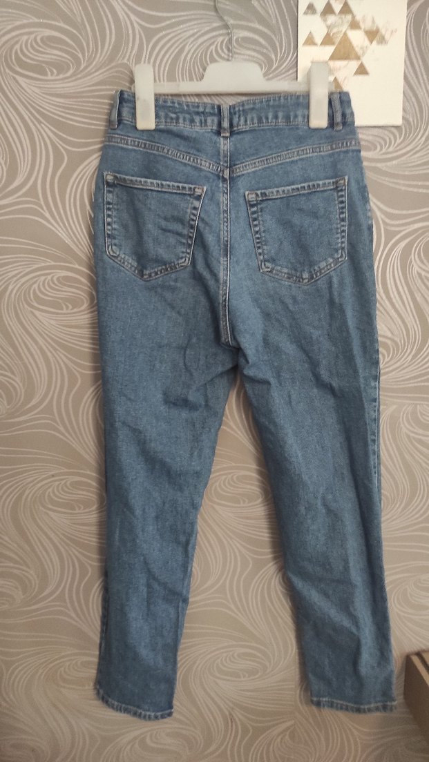 Düz Mavi Denim Kadın Pantolon - Görsel 4