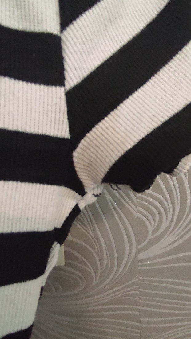 Düğmeli Kısa Kollu Çizgili Kadın Tişört - Görsel 4