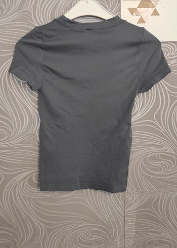 Gri Kısa Kollu Basic Tişört - Görsel 6