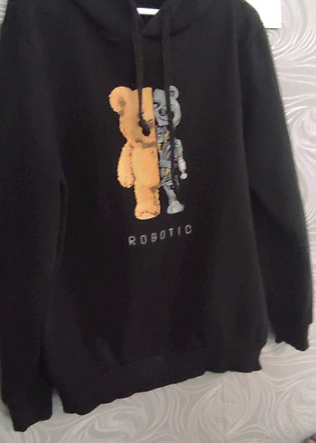 Siyah Kapüşonlu Robotic Baskılı Sweatshirt - Görsel 5