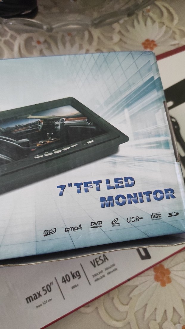 7" TFT LED Monitör Siyah araba - Görsel 5