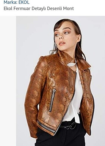 Ekol deri görünümlü ceket - Görsel 6
