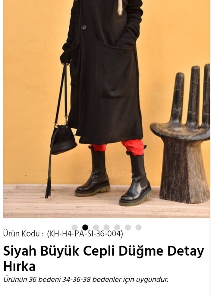 Uzun siyah cepli hırka - Görsel 3