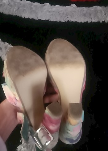 Çiçek Desenli Platform Topuklu Kadın Ayakkabı - Görsel 4