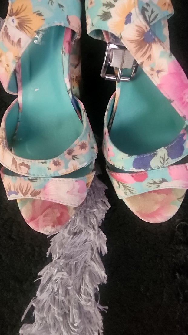 Çiçek Desenli Platform Topuklu Kadın Ayakkabı - Görsel 3