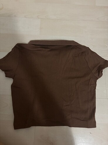 xs Beden kahverengi Renk kahverengi polo yaka crop