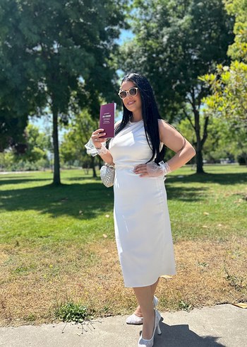 Düz beyaz nikah elbisesi - Görsel 4