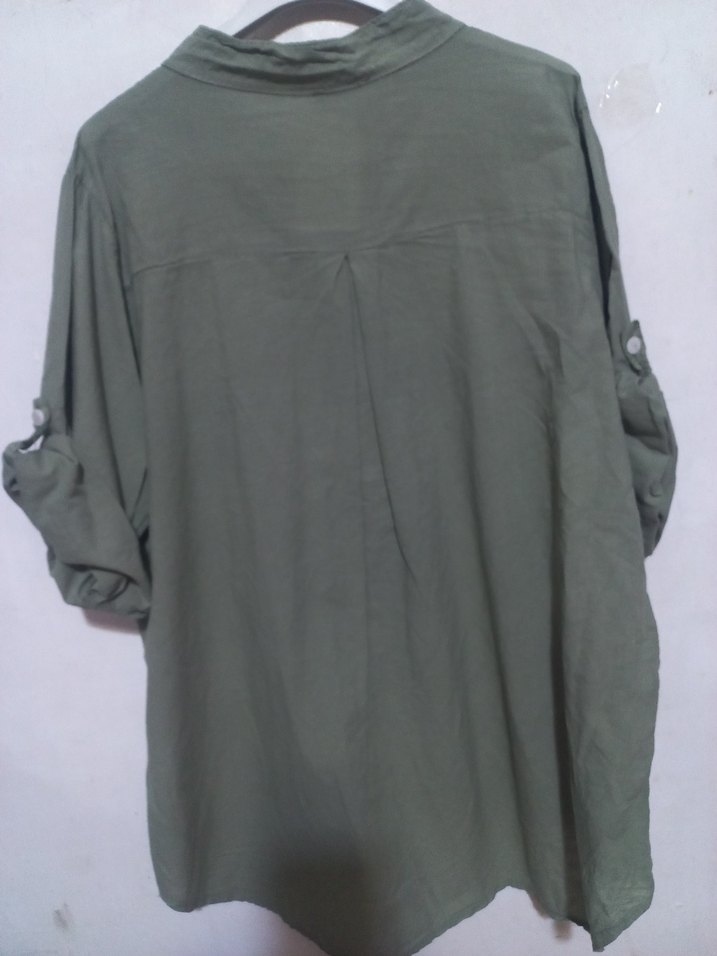 Düğmeli İşlemeli Yeşil Bohem Kadın Gömlek - Görsel 3