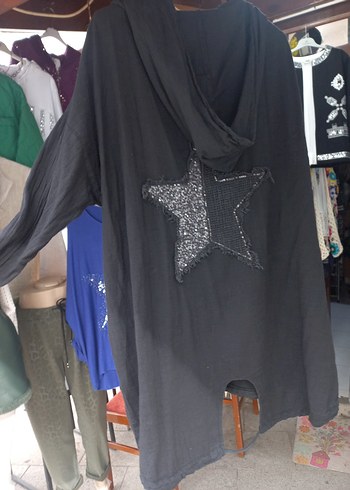 Siyah Kapüşonlu Uzun Kadın Ceket - Görsel 2