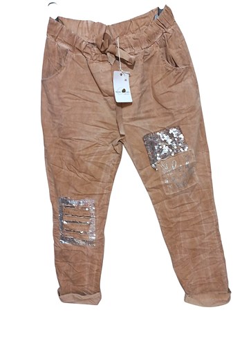 Bej payet Detayli Rahat Kesim Kadın Pantolon - Görsel 3